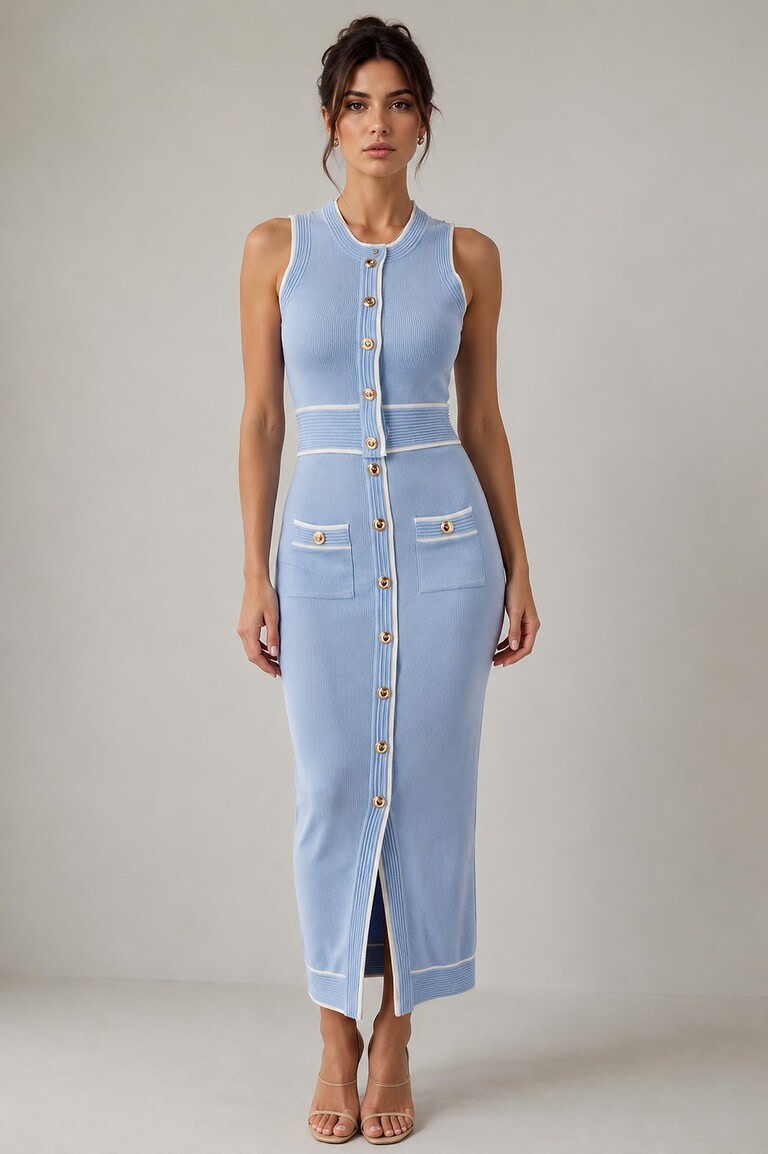 Conjunto top y falda azul elegante | Stylicious (3)
