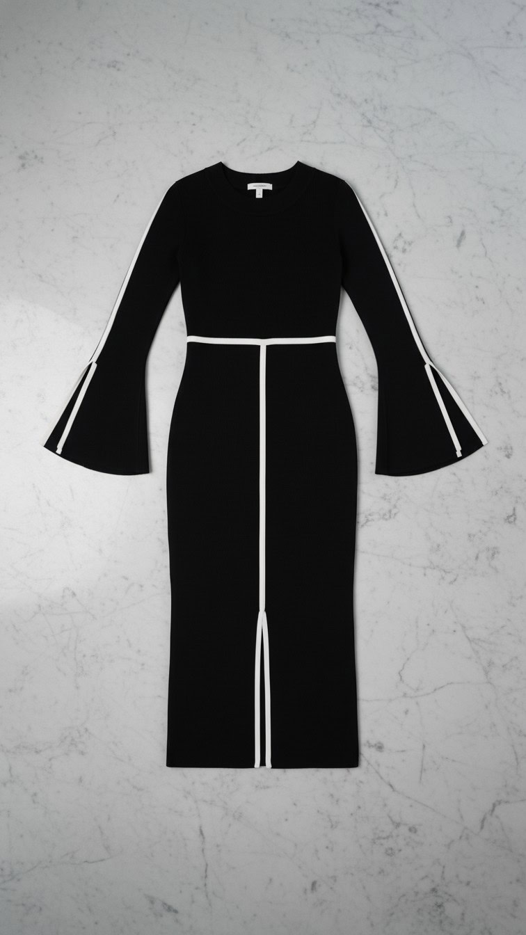Vestido negro midi elegante | Stylicious (7) packshot