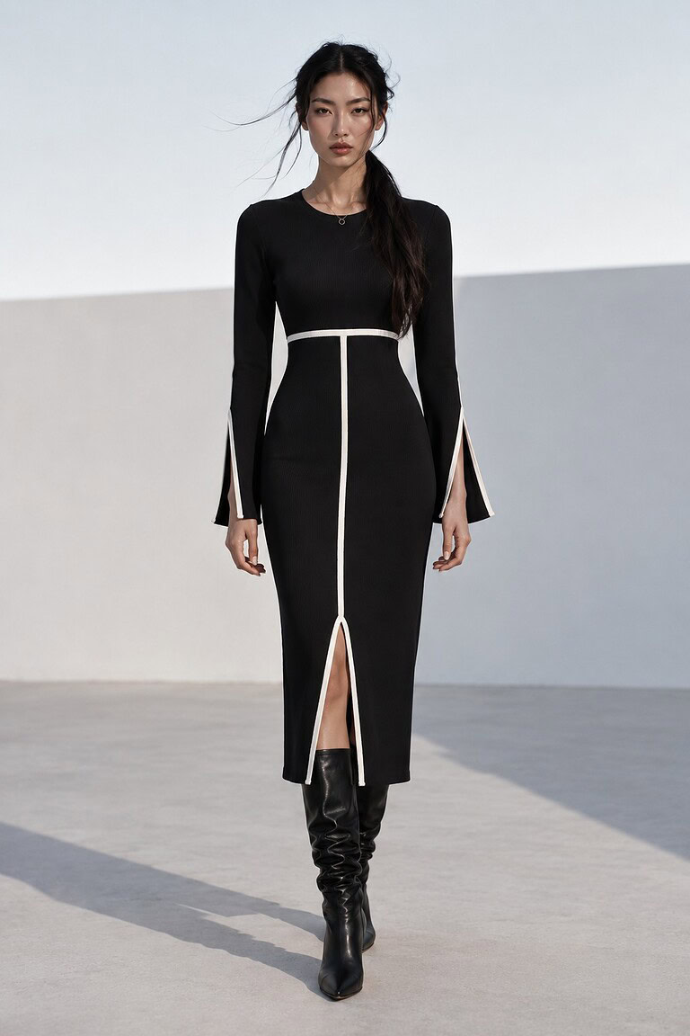 vestido negro para trabajar mujer