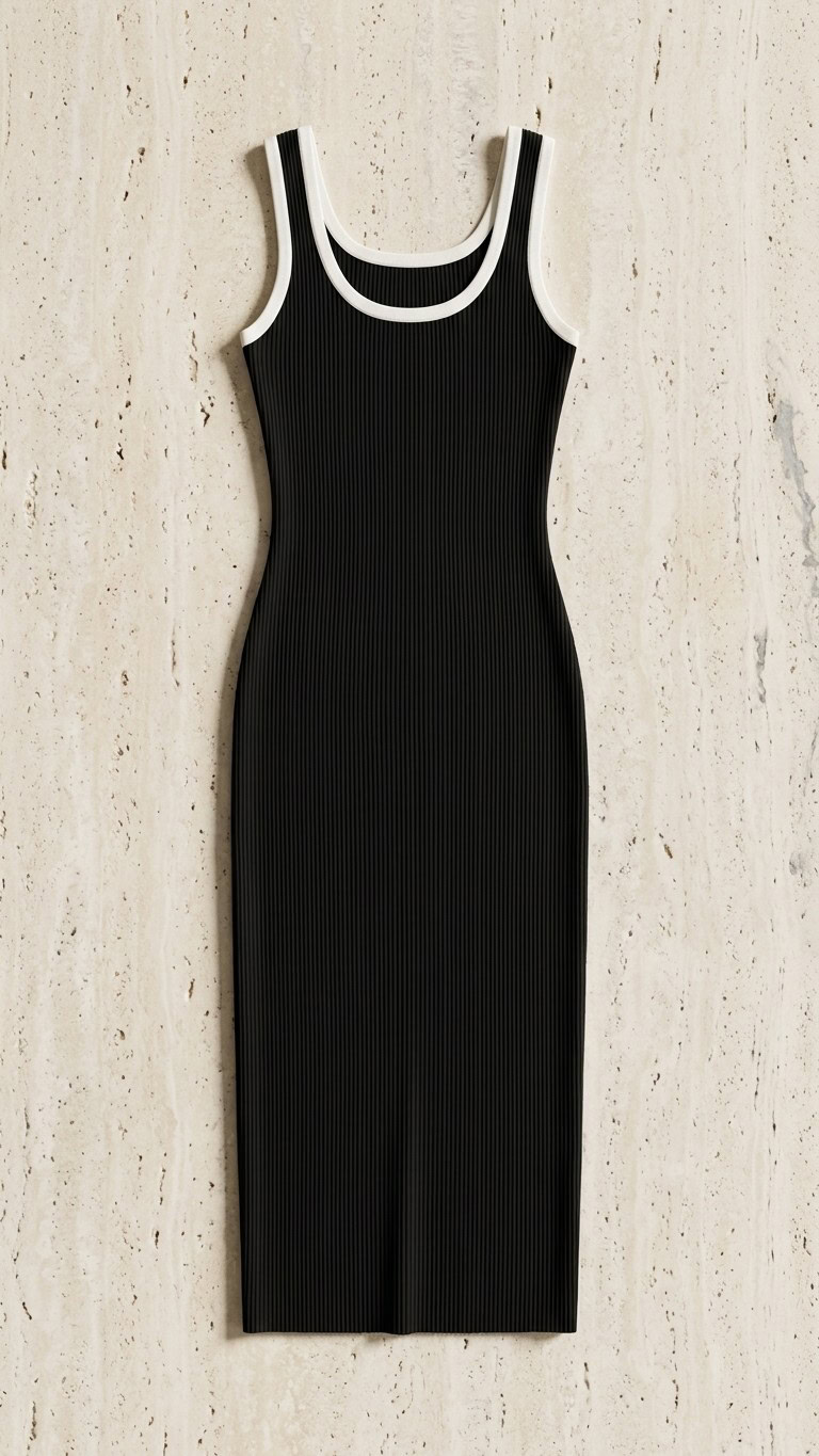 Vestido negro y blanco de punto | Stylicious (8) packshot