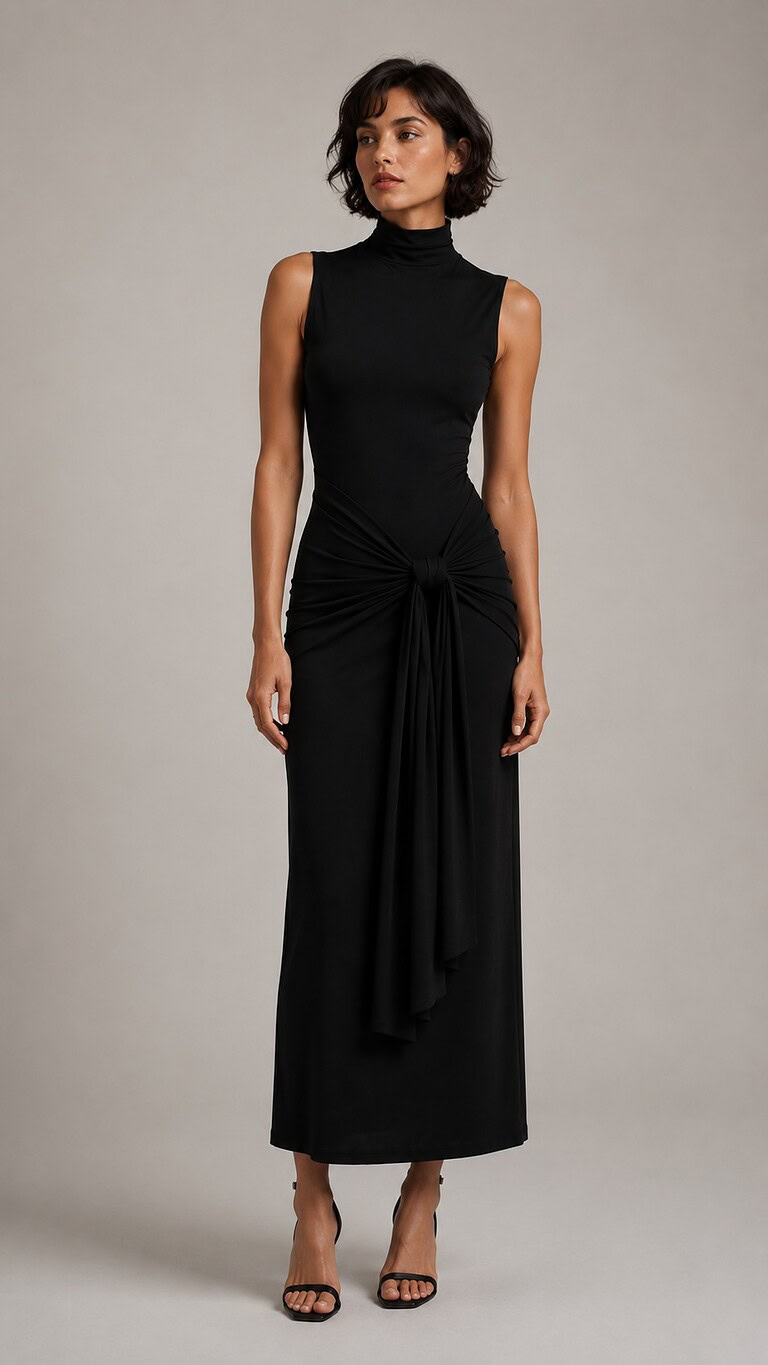 Vestido largo negro fluido | Stylicious (2)
