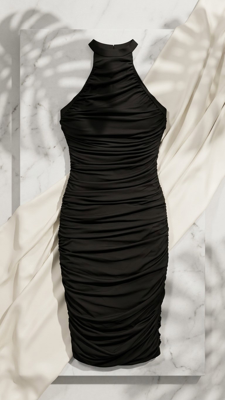 Vestido Fruncido Silhouette | Noir packshot.