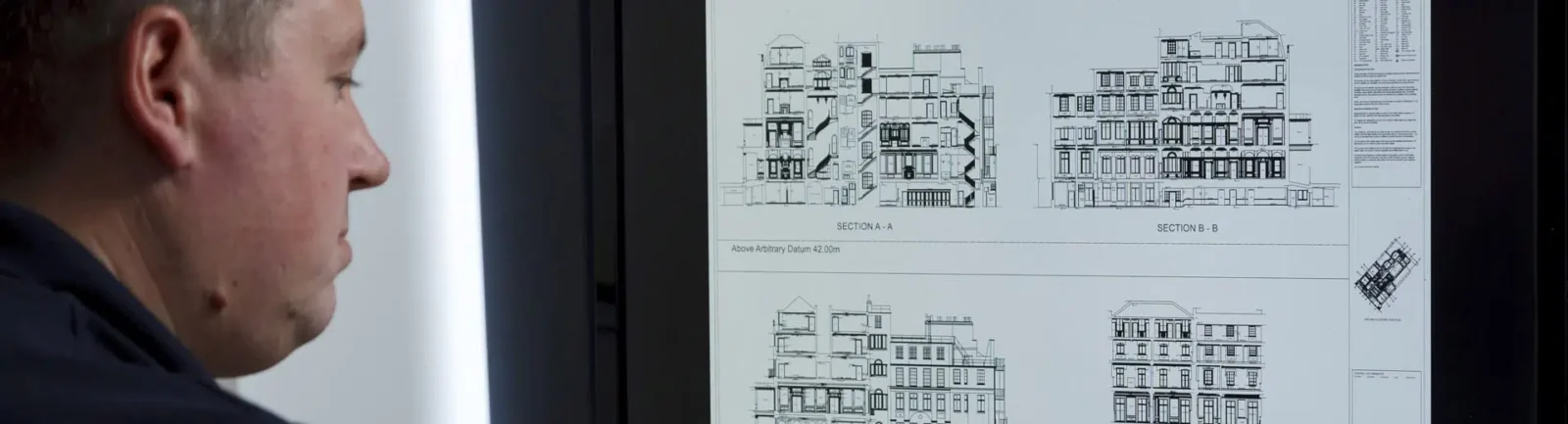 Survey Manager looking at section drawings