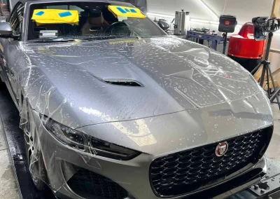 Luxury Jaguar F-Type being detailed at T1Detailing shop.