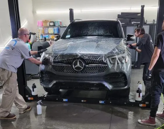 Paint protection film installation on Mercedes SUV