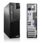 Υπολογιστής Lenovo ThinkCentre κόκκινο και μαύρο σχέδιο, ιδανικός για εργασίες και gaming.