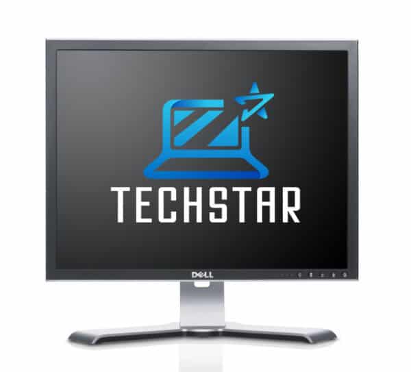 Οθόνη υπολογιστή με το λογότυπο Techstar για επισκευές και αναβαθμίσεις ηλεκτρονικών υπολογιστών.