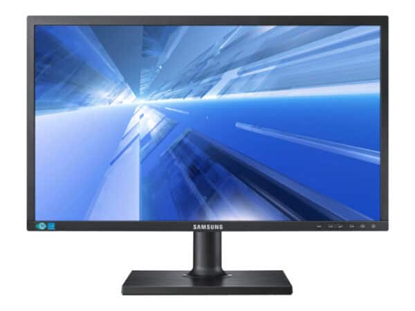Οθόνη υπολογιστή Samsung LED wide, ιδανική για εργασία και ψυχαγωγία.
