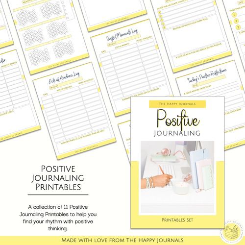 A display of all the positive journaling printables