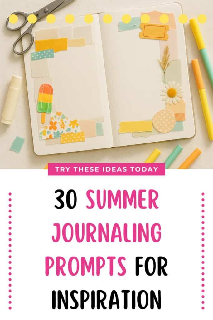 Pinterest pin for the journaling prompts for summer post