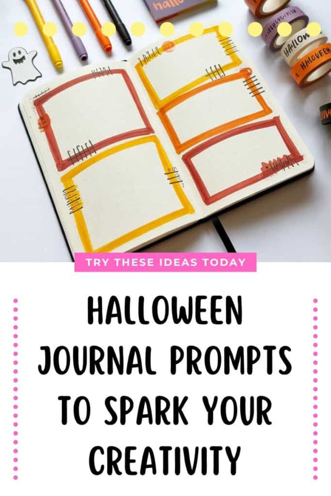 Pinterest pin for the halloween journal prompts post