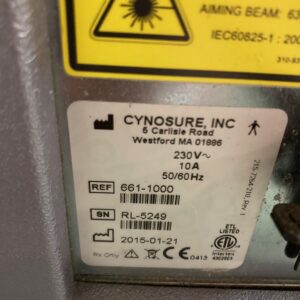 Cynosure Revlite Laser Serial Number Label