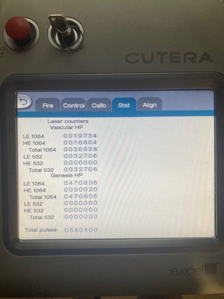 2018-Cutera-Excel-V-Laser-System-Screen-Information