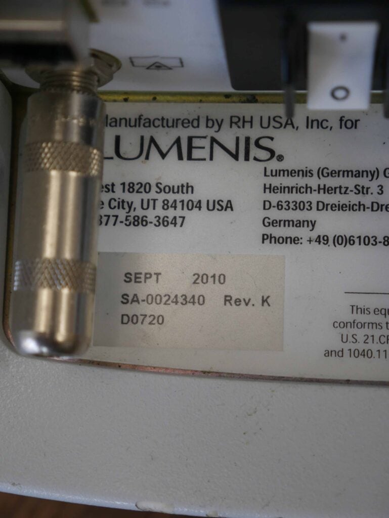 2010 Lumenis Lightsheer Duet - Technical Info