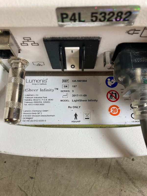 2017 Lumenis Lightsheer Infinity - Specs