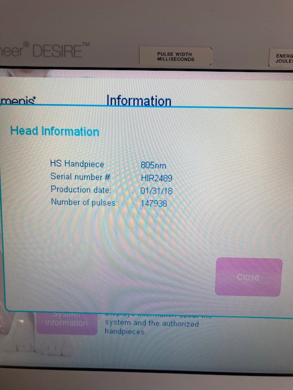 2018 Lumenis Lightsheer Desire - Information