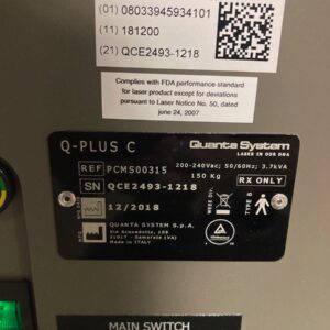 Quanta Q Plus C Laser Serial Number Label