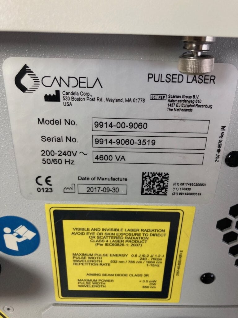 Candela PicoWay Pulsed Laser Serial Label