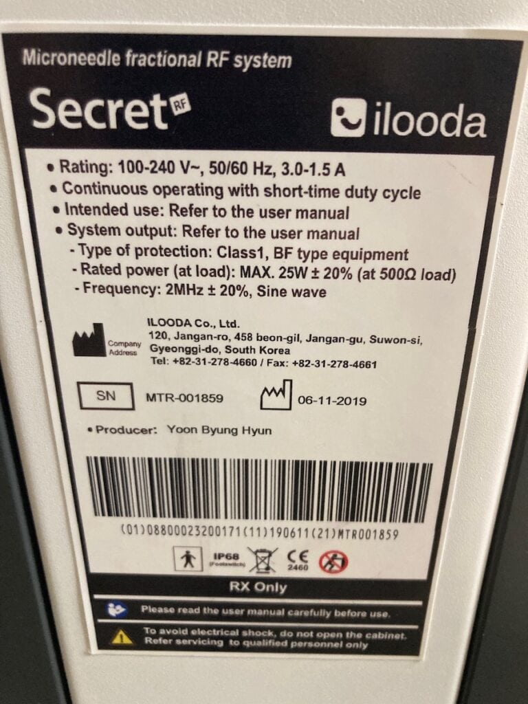 Used-cosmetic-laser-equipment-for-sale-2019-Cutera-Secret-RF-Info