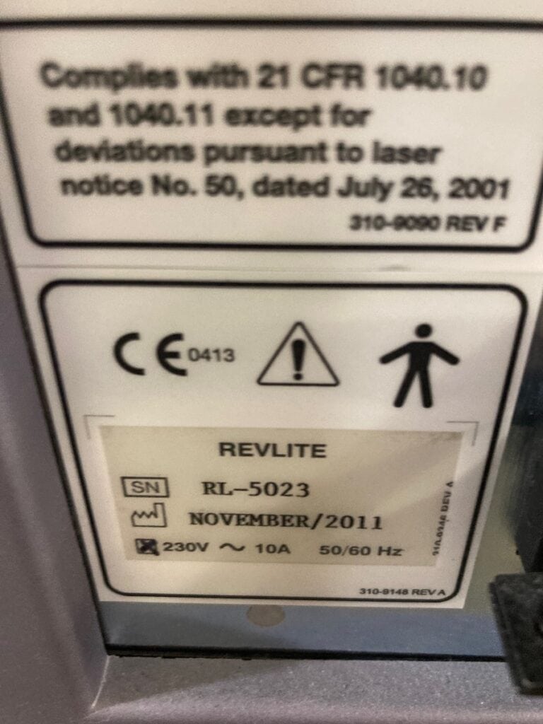 Certified Refurbished 2011 Revlite Laser for sale, Front View | The Laser Agent