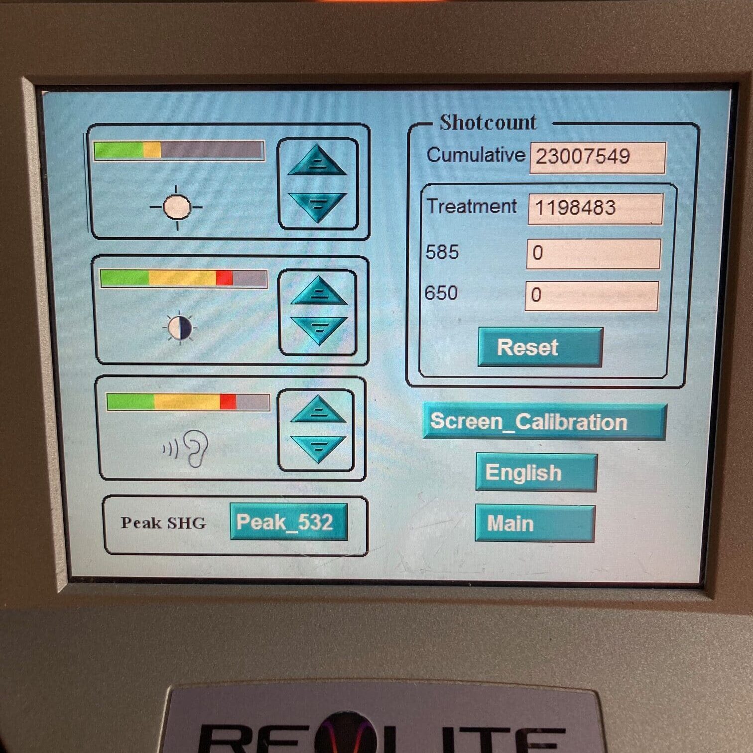 Cynosure Revlite Laser Shotcount Display Screen