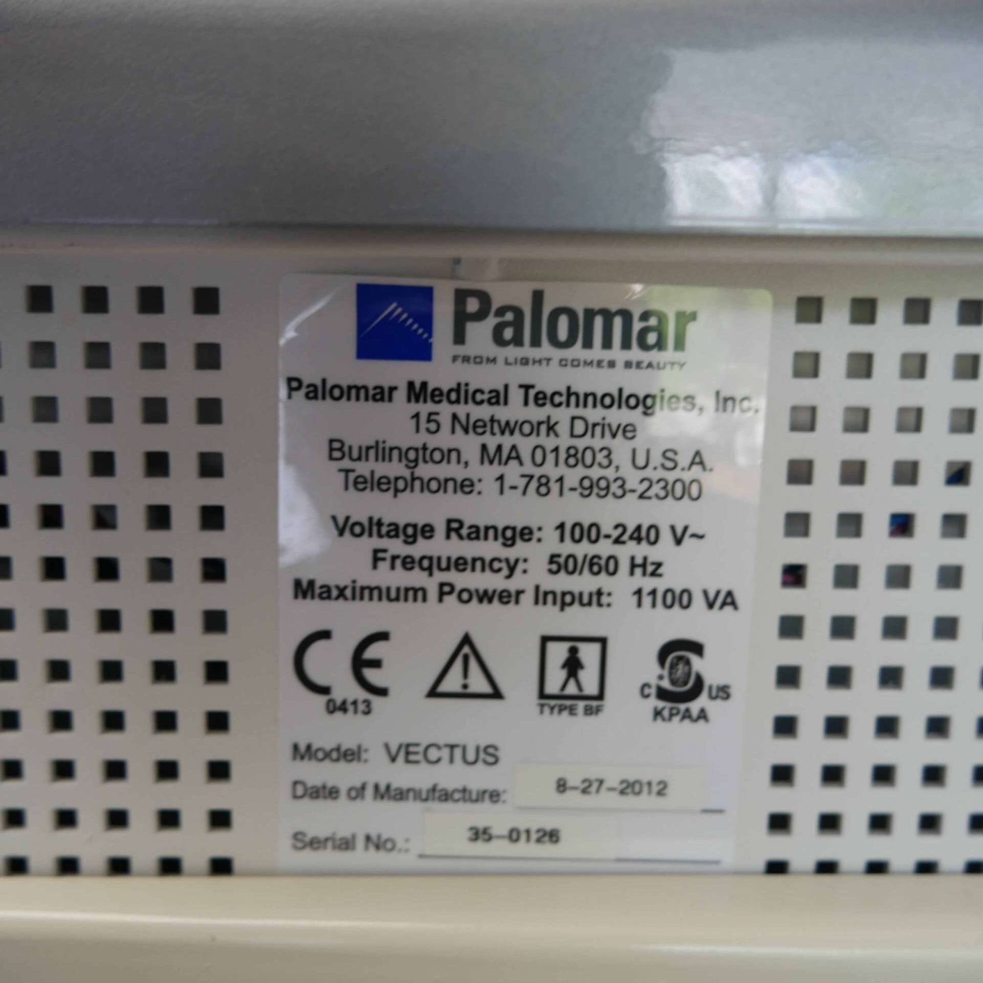 Palomar Vectus Model Serial Number Label
