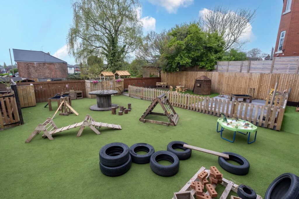 Colourful outdoor childcare play area at Thrive Childcare, featuring safe and engaging equipment for early childhood development and outdoor fun.