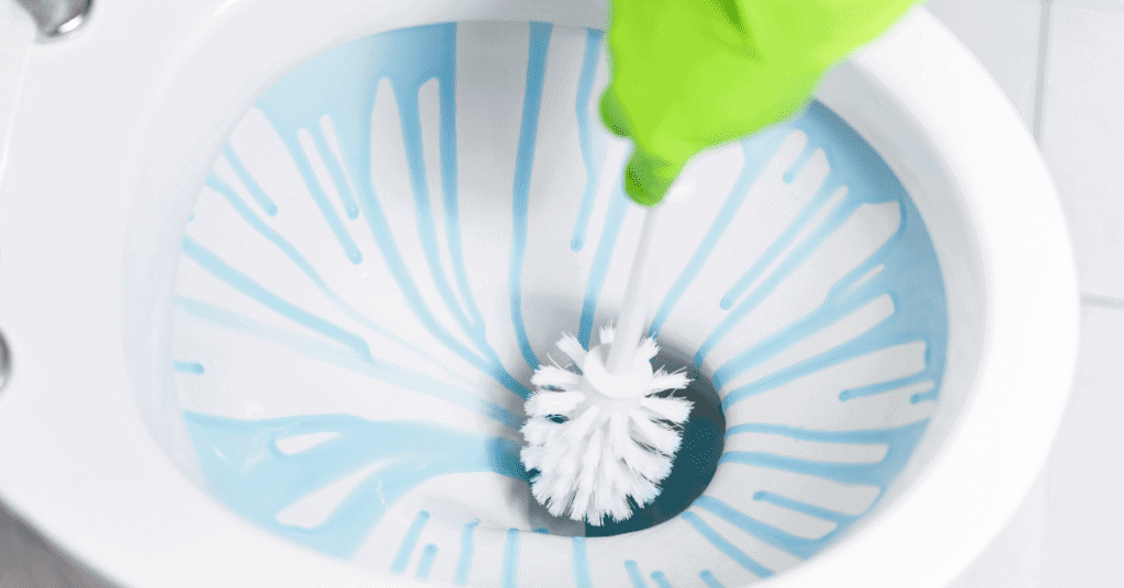 image-1 - Upstairs Downstairs Cleaning Service scrubbing toilet