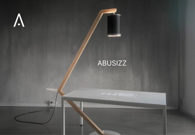 Lámpara de mesa moderna con diseño de diseñador en una estancia minimalista.
