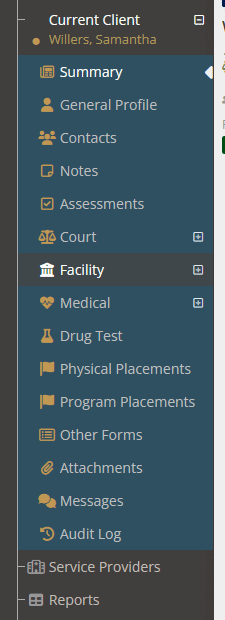 YouthCenter Menu with Facility Menu Item