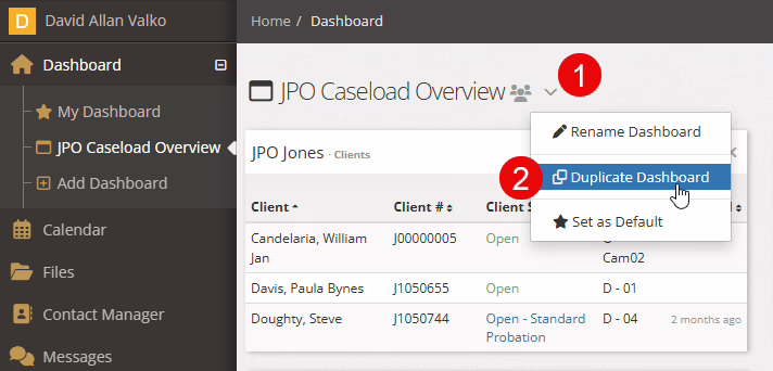 Duplicating a dashboard