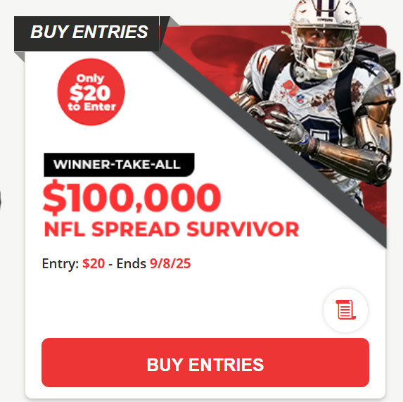 $100,000 NFL Spread Survivor Contest 2 2025 NFL Spread Survivor Contest