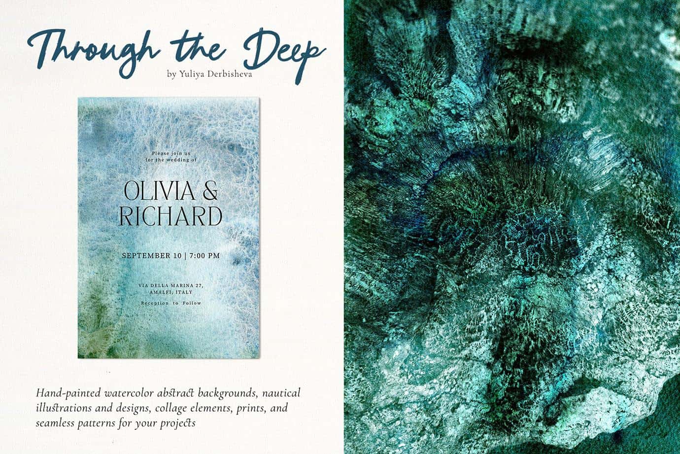 Through the Deep – Mixed Media Ocean backgrounds & marine graphics - Image 2
