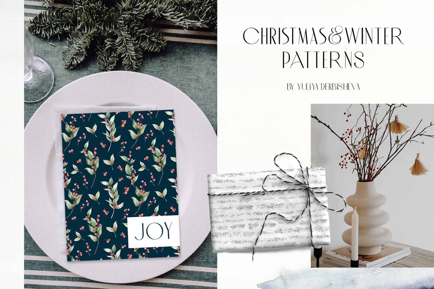120 watercolor Traditional and Abstract Christmas seamless patterns - Image 2