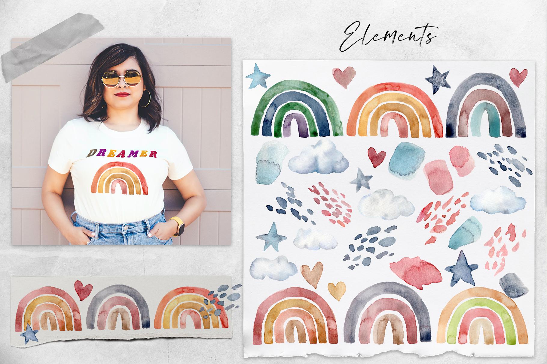 Rainbows watercolor boho abstract clipart - Image 2