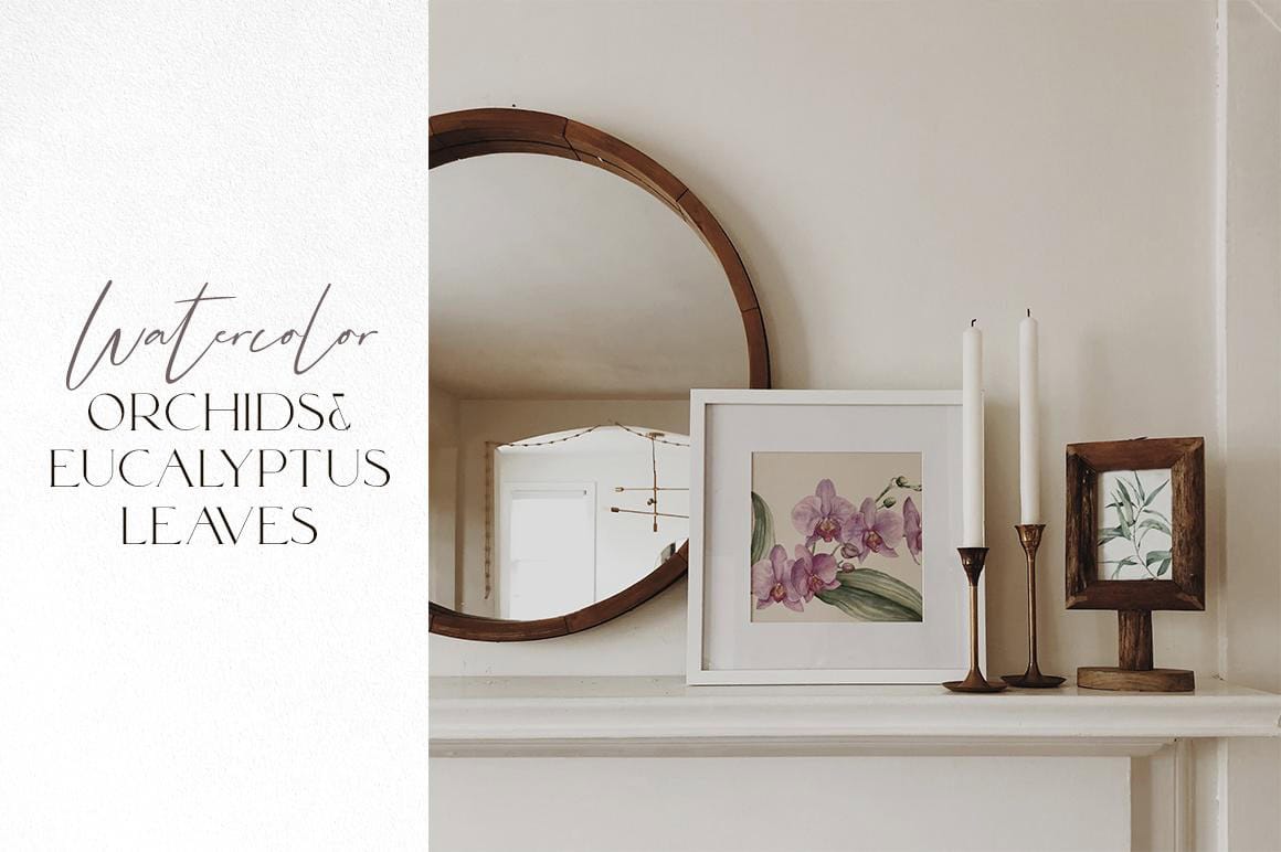 Orchids watercolor flowers illustrations - Image 2