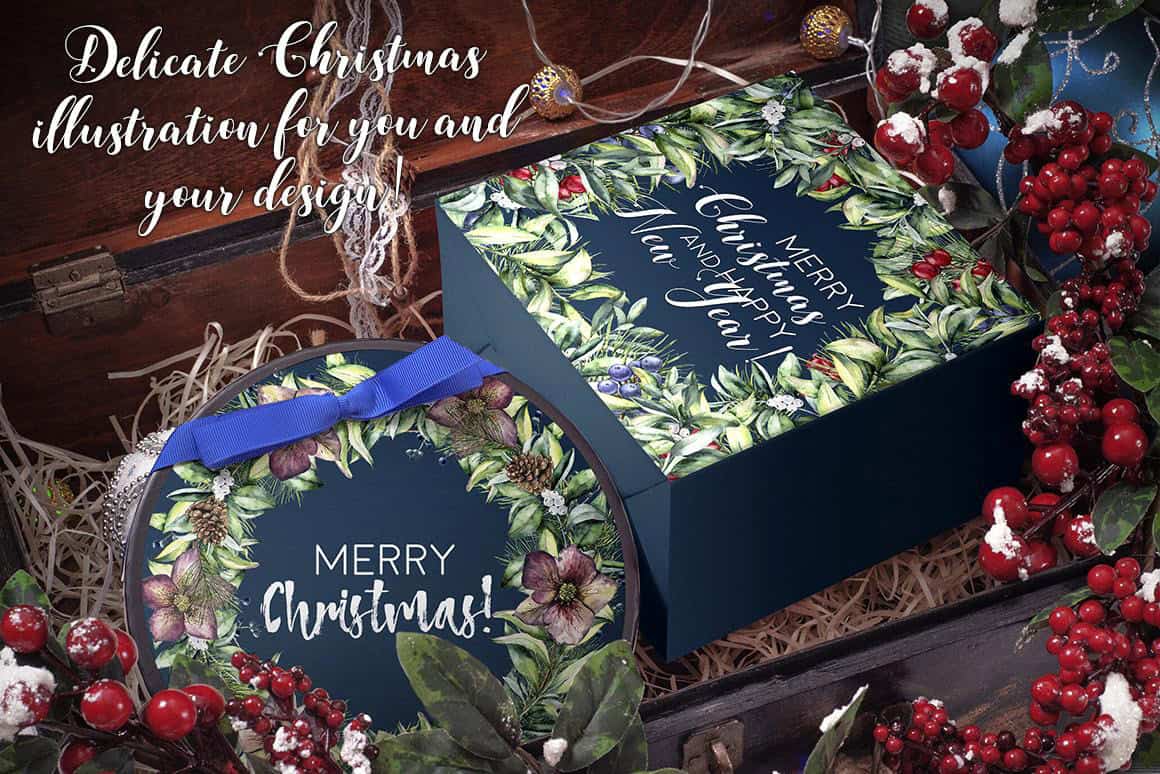 Delicate Christmas: a scandinavian watercolor Wonderland illustrations - Image 2