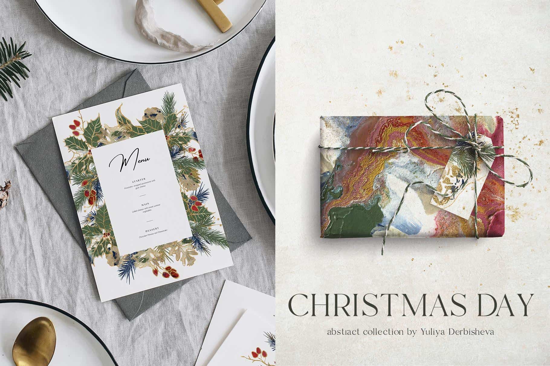Christmas day festive backgrounds and flower illustration for design - Image 2