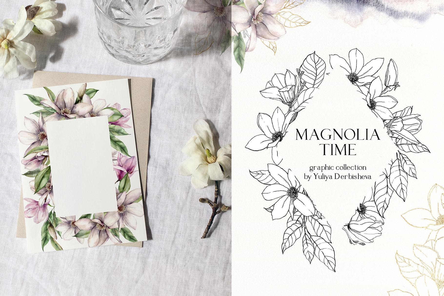 Magnolia Blossom Flower Watercolor Illustrations - Image 2