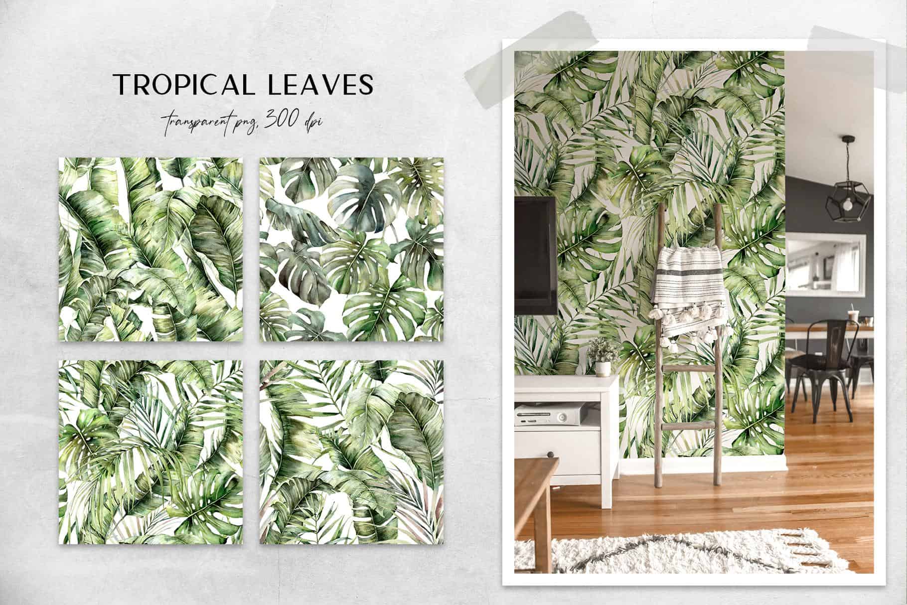 Tropics: tropical leaves and flowers surface patterns design - Image 2