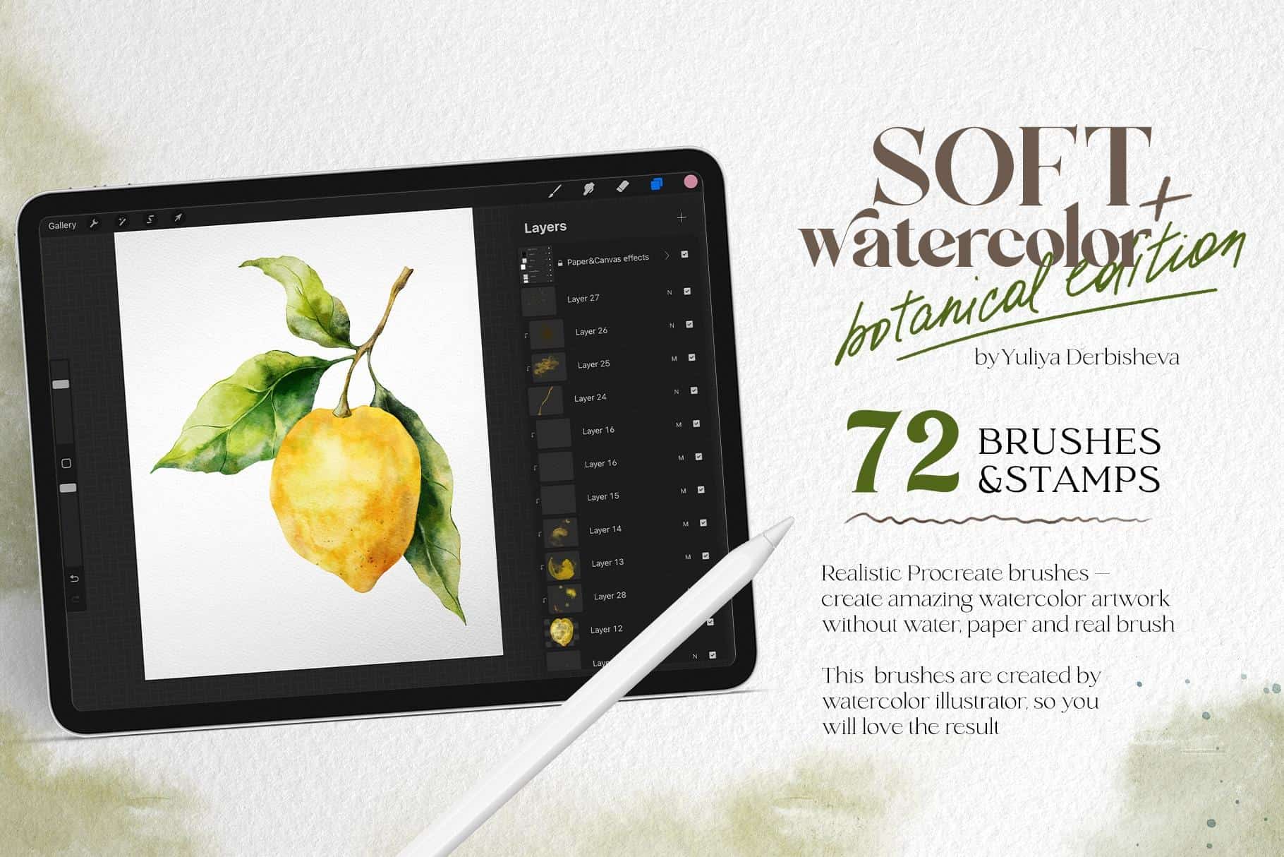 SOFT WATERCOLOR Procreate brushes + botanical edition - Image 2