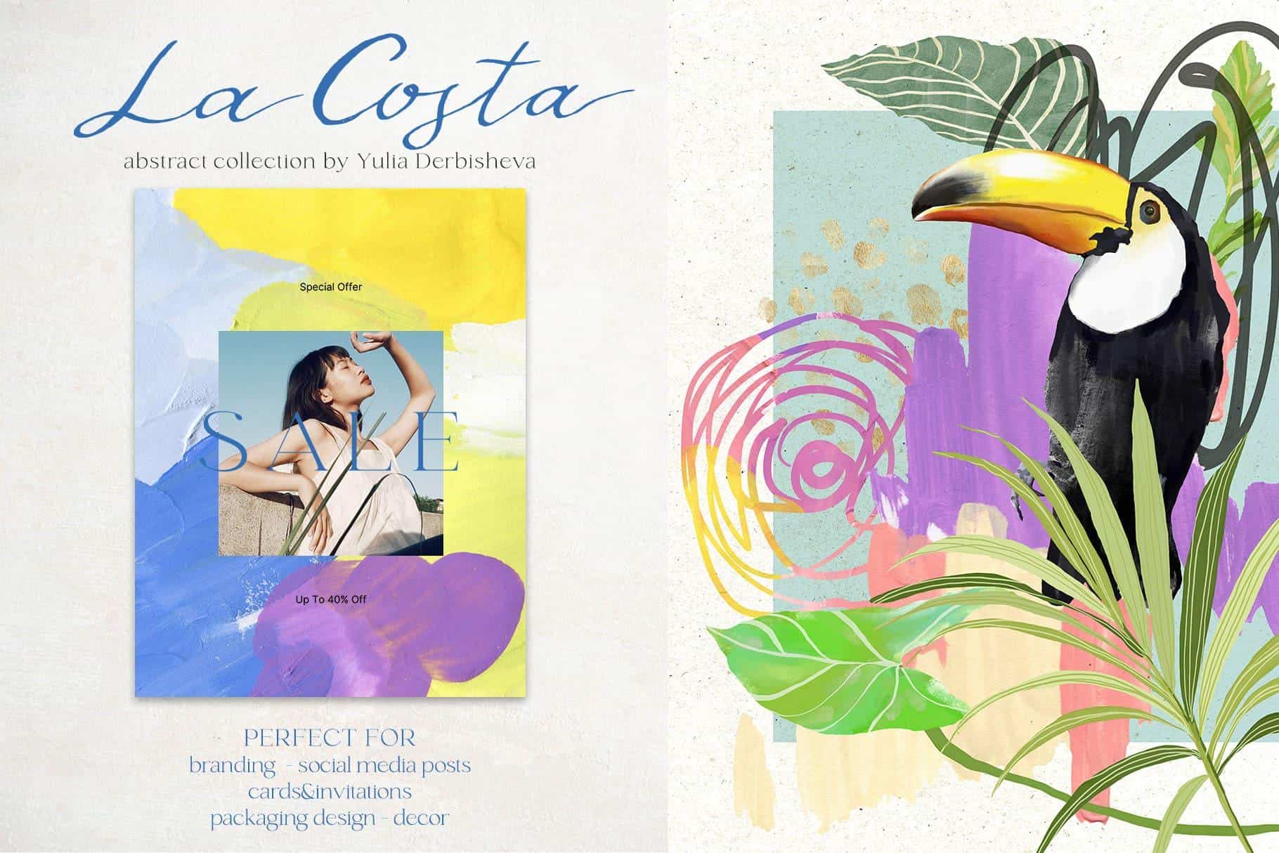 La Costa bright summer backgrounds + tropical birds - Image 2
