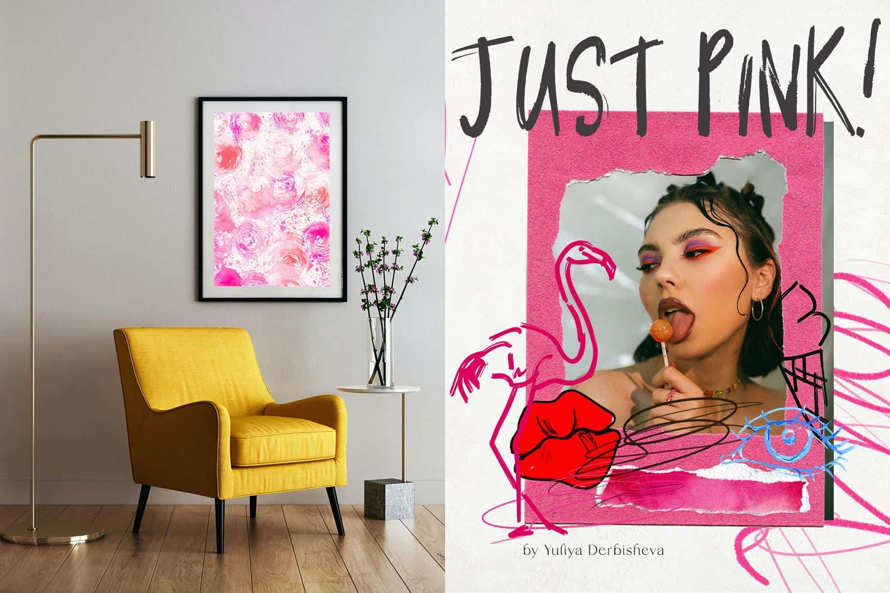 Just Pink Barbiecore collage illustrations and backgrounds - Image 2