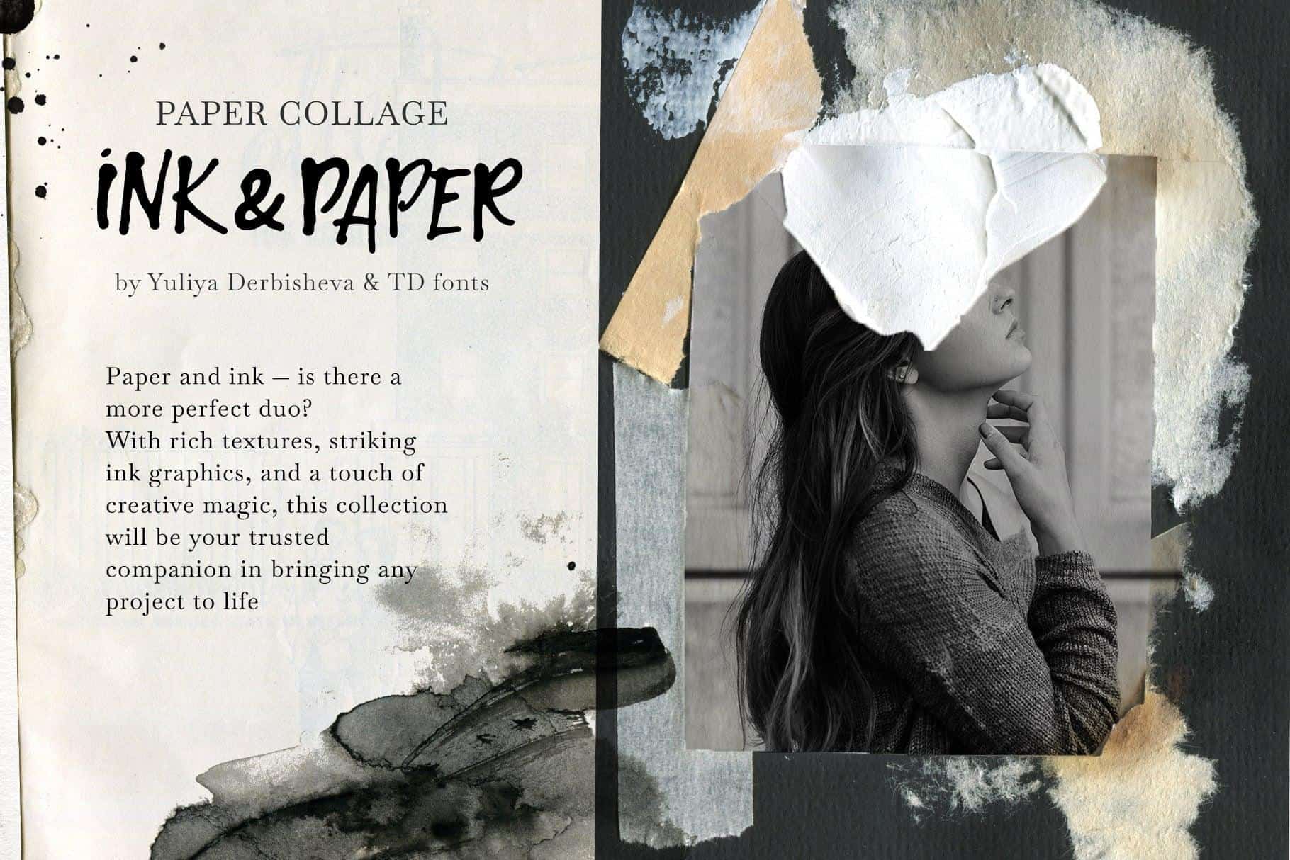 Ink & Paper collage elements mix media abstract backgrounds - Image 3