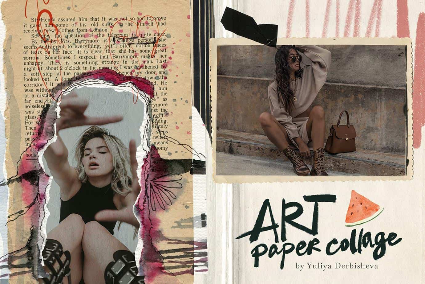 Art Paper Collage Mixed media elements, modern & vintage paper textures - Image 3