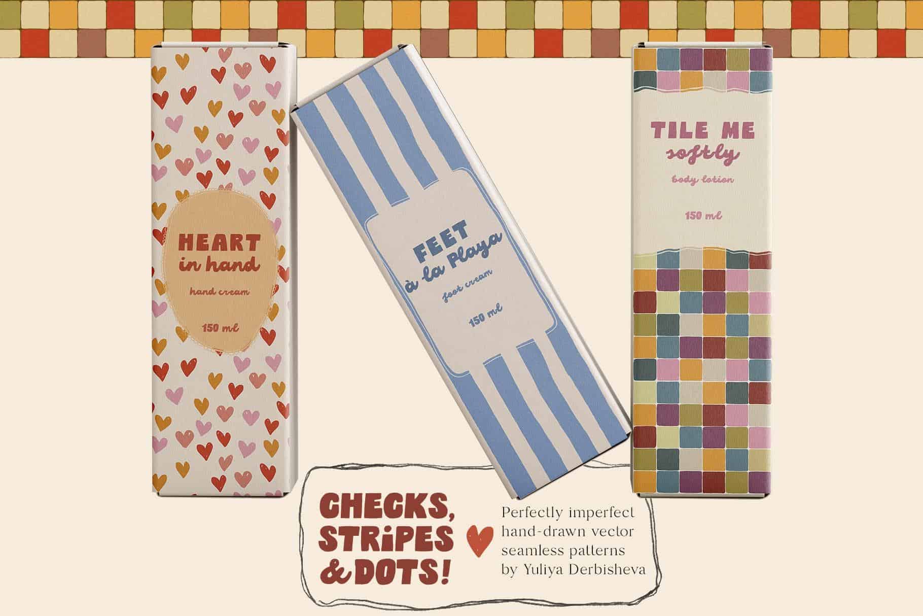 Checks, Stripes & Dots — a hand-drawn vector seamless patterns - Image 3