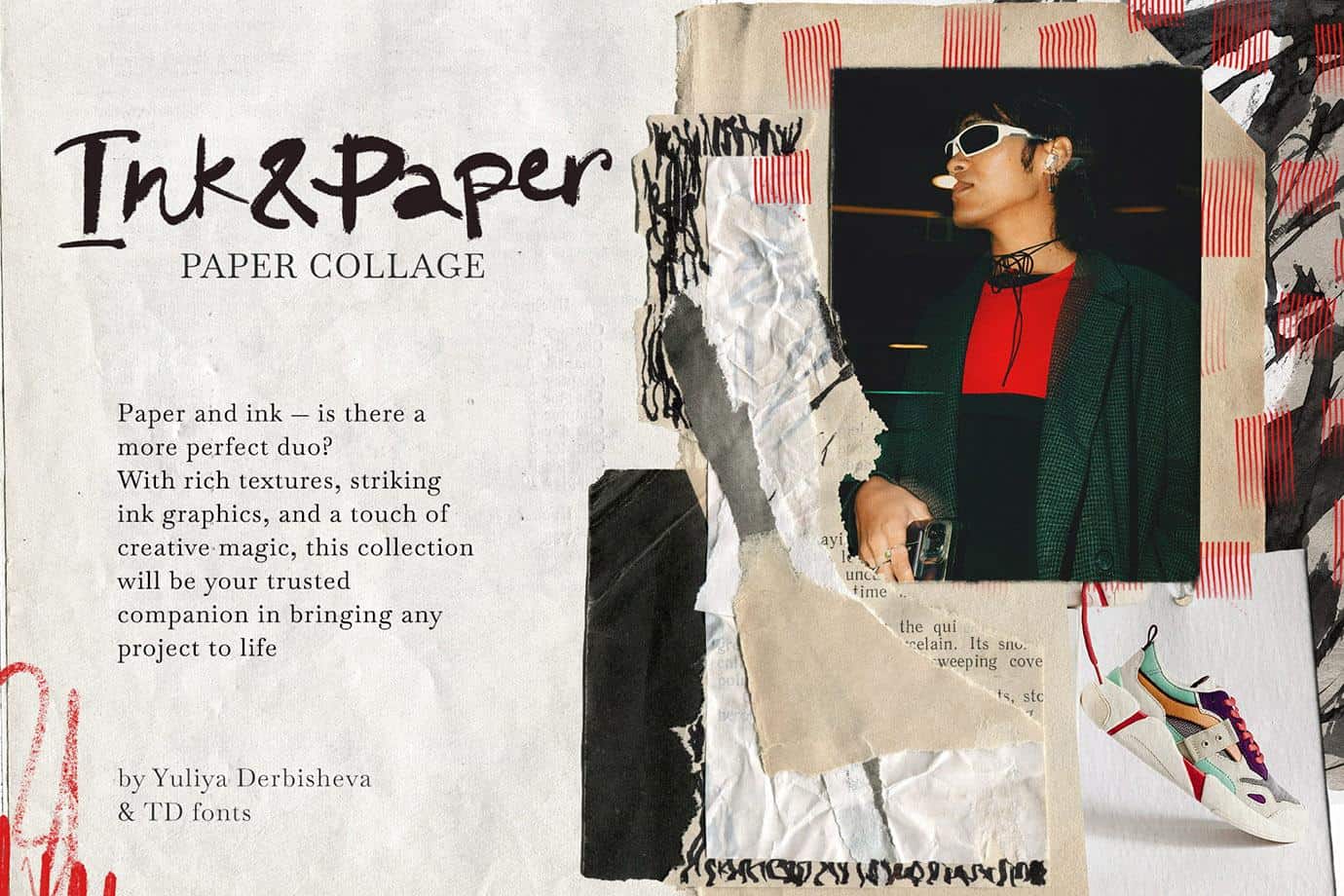 Ink & Paper Collage – 189+ Mixed Media Collage Elements, Modern & Vintage Paper Textures PNG Pack - Image 3