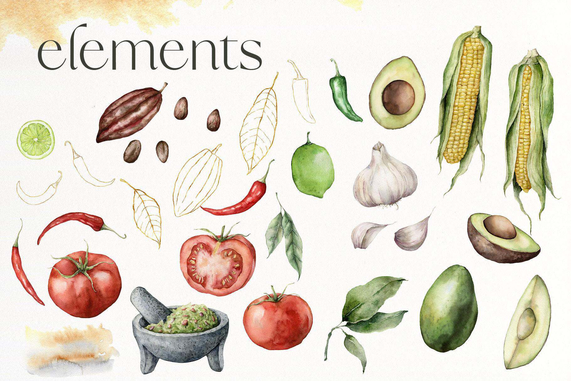 Watercolor Mexican food collection - Image 3