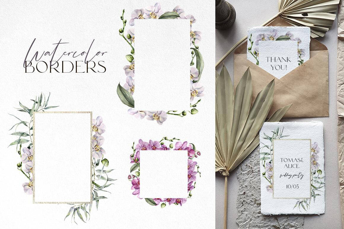 Orchids watercolor flowers illustrations - Image 3