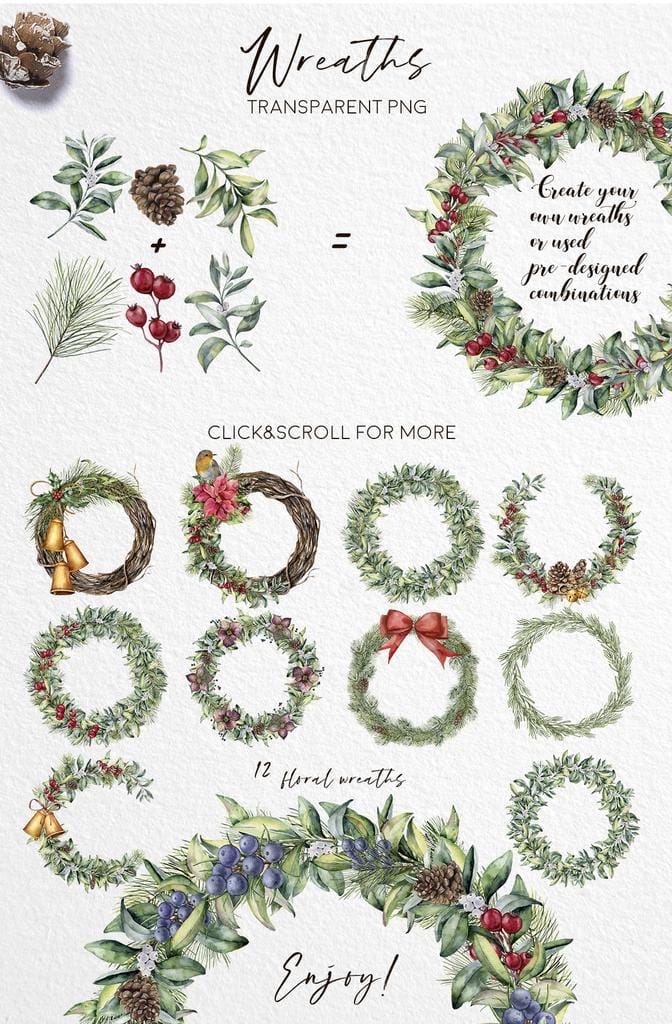 Delicate Christmas: a scandinavian watercolor Wonderland illustrations - Image 3